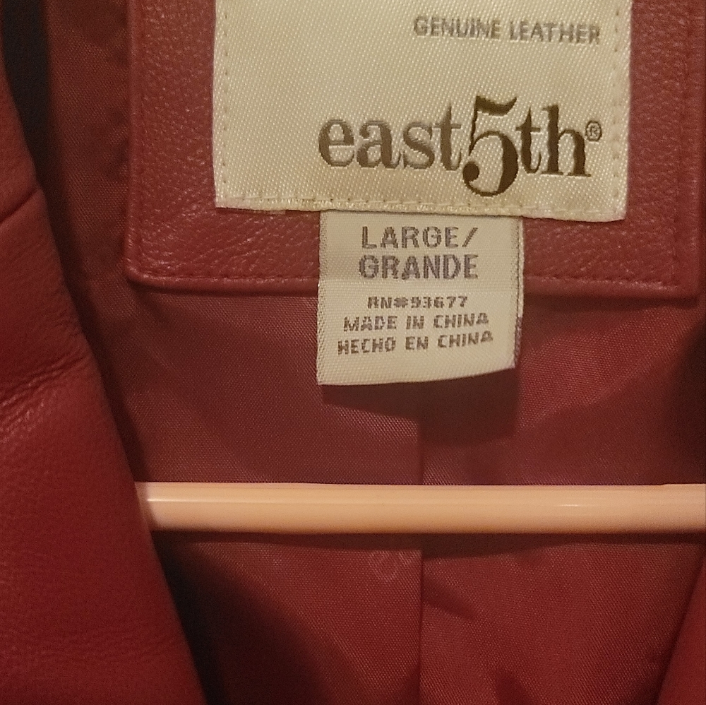 East 5th Dark Red Maroon Genuine Leather Blazer Jacket Coat Size L - Picture 6 of 8